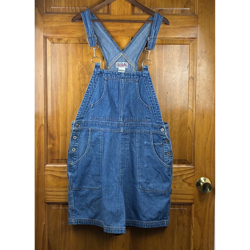Bill Blass Jeans Mens L 90s Denim Shortalls Medium Wash Carpenter Y2K Grunge